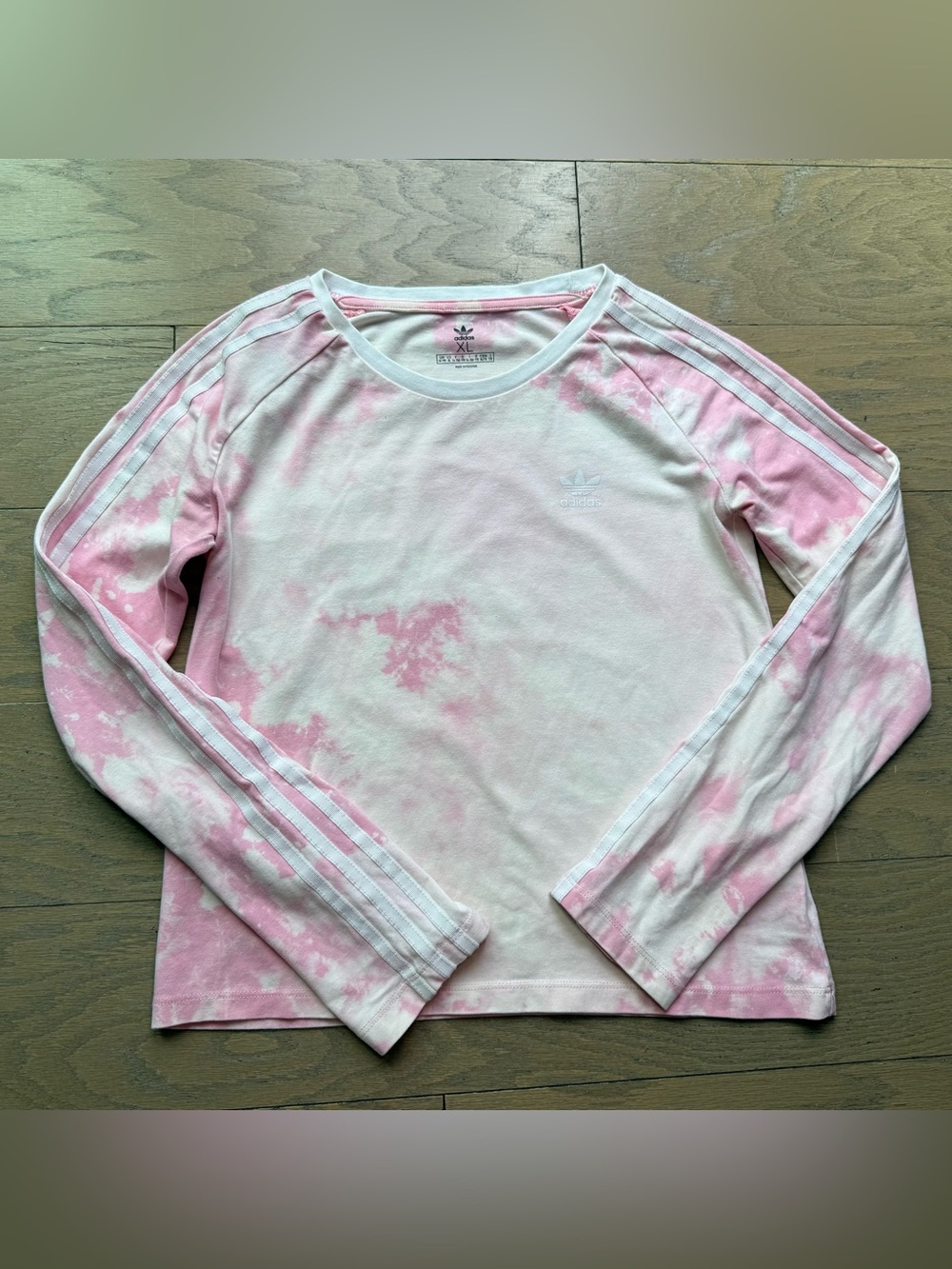 Adidas pink bleached long sleeve tee